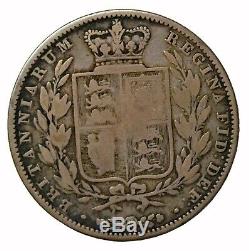 1841 Grande-bretagne Argent Demi Couronne 1/2 Reine Victoria Coin Km # 740 Date De Clé