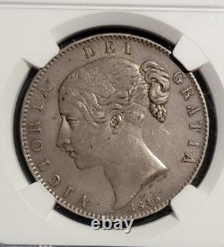 1845 Grande-Bretagne Couronne en argent VICTORIA Bord Cinquefoil NGC XF 45