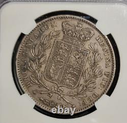 1845 Grande-Bretagne Couronne en argent VICTORIA Bord Cinquefoil NGC XF 45