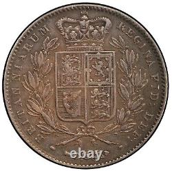 1845 Grande-bretagne One Crown Silver Coin Pcgs Vf 35 Km# 741