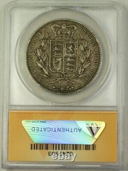 1845 Grande-bretagne Silver Crown Coin Anacs Vf-35 Détails Nettoyés