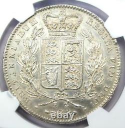 1845 Grande-bretagne Victoria Couronne Coin Certifié Ngc Ongecirculeerd Détail. Unc Ms