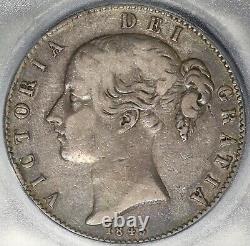 1845 Icg F 15 Victoria Crown 5 Shilings Great Britain Silver Coin (21053101c)