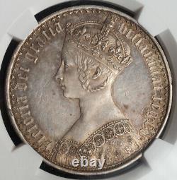 1847, Grande-bretagne, Reine Victoria. Rare Proof Silver Gothic Crown. Ngc Pf+