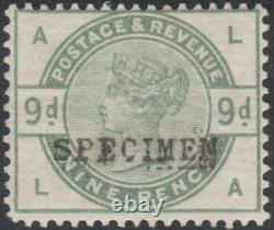 1883 Sg195s 9d Dull Green Watermark Crown Mint Hinged Specimen Type 9 (la)