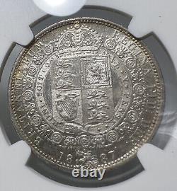 1887 Grande-Bretagne 1/2 Couronne NGC MS62 Pièce en argent Tête de Jubilé de Victoria