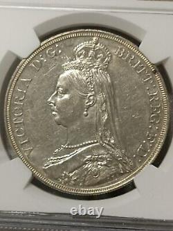 1887 Grande-bretagne Angleterre Royaume-uni Victoria Crown 5 Shillings Ngc Au58 Avec Pedigree