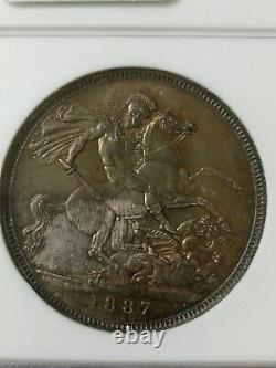 1887 Grande-bretagne Angleterre Victoria Jubilé Couronne 5 Shillings Ngc Ms 64 Unc Nfdc