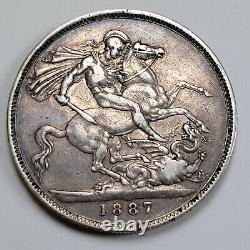 1887 Grande-bretagne Crown Jubilee Head Choice Xf Silver Type Coin (v260)