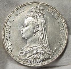 1887 Grande-bretagne Silver Crown Non Circulé Détails Cleaned #061687