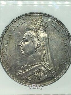 1887 Grande-bretagne Victoria Jubilee Head Silver Crown Anacs Ms 61 Coin