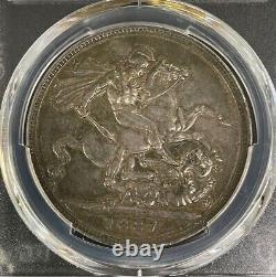 1887 Great Britain Silver Crown, S-3921 Pcgs Au 50, Pièce Magnifiquement Tonifiée