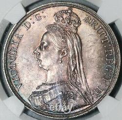 1887 Mbac Ms 63 Victoria Crown Grande-bretagne Silver St. George Coin (21022103c)
