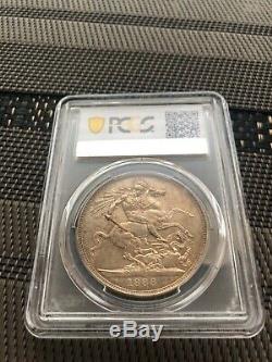 1888 Grande-bretagne Uk Queen Victoria Sliver Couronne Coin Pcgs Ms62 Année De Nice Tone