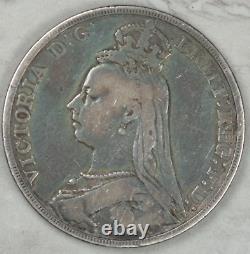 1889 Grande-bretagne Reine Victoria Saint George Cheval Argent Crown Coin