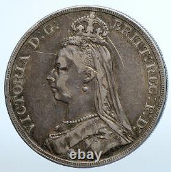 1889 Grande-bretagne Reine Victoria Saint George Cheval Argent Crown Coin I111181