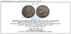 1889 Grande-bretagne Reine Victoria Saint George Cheval Argent Crown Coin I111181