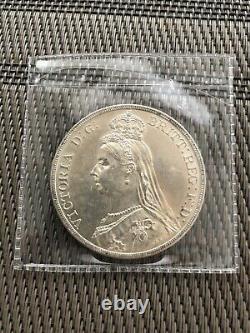 1889 Royaume-uni Grande-bretagne Reine Victoria Jubilee Couronne Sterling Silver Coin