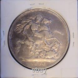 1890 Couronne Du Jubilé De Grande-bretagne Xf Silver Coin