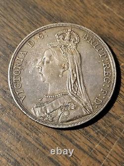 1892 Grande-Bretagne Couronne en argent en très bon état Reine Victoria et Saint-Georges