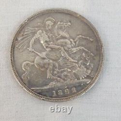 1892 Grande-Bretagne Reine Victoria Jubilé Tête & St George Cheval Couronne en argent