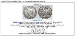 1892 Grande Britaine Royaume-uni Reine Victoria Saint George Cheval Argent Crown Coin I90940