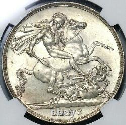 1892 Mbac Ms 62 Victoria Crown Grande-bretagne Jubilee Silver Coin (20121702c)