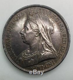 1893 LVI Old Head Victoria Grande-bretagne Couronne De Nice Tone Totalement Originale Coin