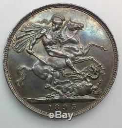 1893 LVI Old Head Victoria Grande-bretagne Couronne De Nice Tone Totalement Originale Coin