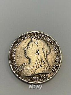 1896 LIX Great Britain Crown Silver Coin Nice Détails