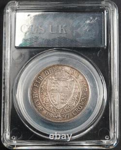 1897, Grande-bretagne, Reine Victoria. Pièce De Couronne Certifiée Silver 1/2. Cgs Royaume-uni 82