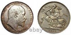 1902 Couronne Edward Vii. 925 Argent Sterling Fin/très Fin État