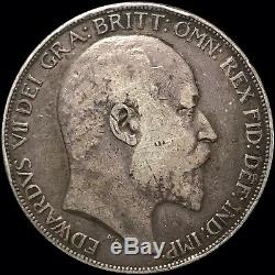 1902 Grande-bretagne Couronne Km # 803 Edward VII Argent Étrangères Coin Scarce 256k