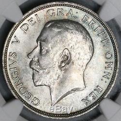 1913 Ngc Ms 64 1/2 Couronne George V Grande-bretagne Silver Coin (18091610c)