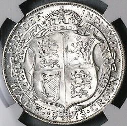 1918 NGC MS 63 1/2 Couronne George V Grande-Bretagne Pièce en argent sterling (23061903D)