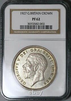 1927 NGC PF 62 Couronne George V Grande-Bretagne Épreuve Couronne en argent (22050603C)