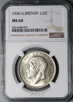 1936 NGC MS 64 1/2 Couronne George V Grande-Bretagne Pièce en argent (23111803C)