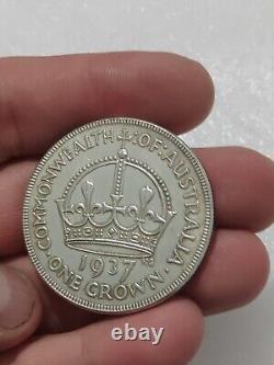 1937 AUSTRALIE Grande-Bretagne Royaume-Uni Roi George VI Pièce de monnaie en ARGENT de grande valeur