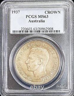 1937 Grande-Bretagne en argent 1 Couronne Roi George VI Pcgs État de frappe 63