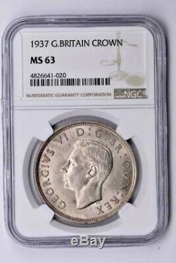 1937 Grande-bretagne 1 Couronne Ngc Ms 63 Witter Coin
