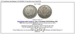1937 Grande-bretagne Royaume-uni W Royaume-uni George VI Grande Couronne Argent Coin I72492