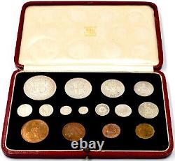 1937 Specimen Coin Set Étui En Cuir Roi George VI Crown Half Penny Maundy (d)