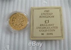1989 Grande-bretagne 5 Livres D'or Couronne Monnaie 500ème Anniversaire De Souverain