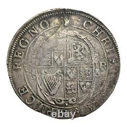 Angleterre 1632-33 Argent 1/2 Couronne Mm Harpe Grande-Bretagne Bien Frappée Grand Flan 2L