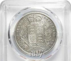 Angleterre/grande-bretagne Victoria 1844 1 Crown Silver Coin, Pcgs Cert. Vf Détails