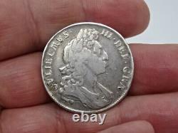 Antique 1697 William III Silver Half Crown Coin Nice Détail