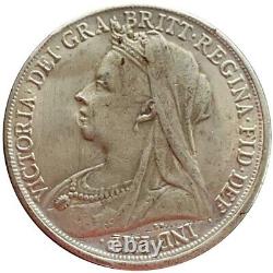 Argent 0.925 1898 Grande-Bretagne 1 Couronne Victoria 3e portrait Pièce V14
