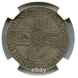 Argent 1700 Angleterre Grande-Bretagne 1/2 Couronne NGC VF Détails Rev. Égratignure