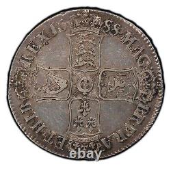 Argent rare 1688/7 Angleterre Grande-Bretagne Couronne PCGS XF40 Collection Trident