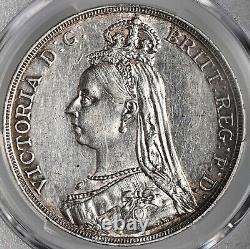 Couronne d'argent 1889 Grande-Bretagne Reine Victoria Pcgs Au Détails Nettoyé #47588941